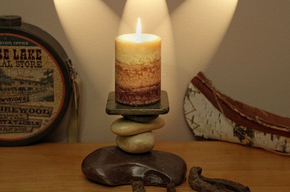 Candle Holder Natural Stone with Carved Cutout for Tea Light