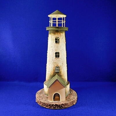 Candle Holder Navy White Stripes Metal Lighthouse Votive Lantern