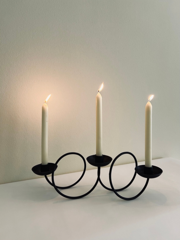 Candle Holder Off-White Stone Helical Swirl, Brutalist Sculptural Decor