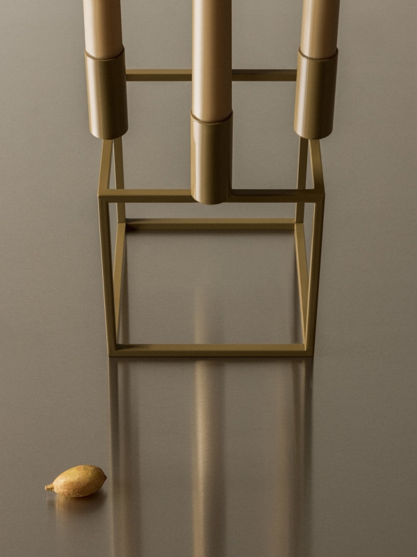Candle Holder Olive Green Finish, Geometric Frame Modern Home Decor.