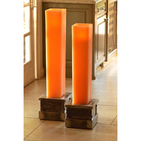 Candle Holder Oversized Square Pedestal Industrial Metal Black Stand