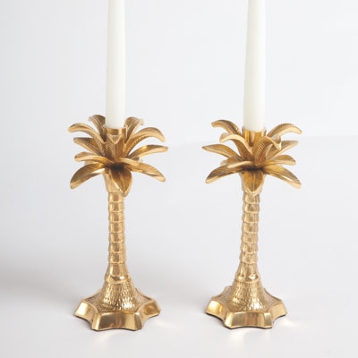 Candle Holder Pineapple Silhouette Textured Gold Metal Tabletop