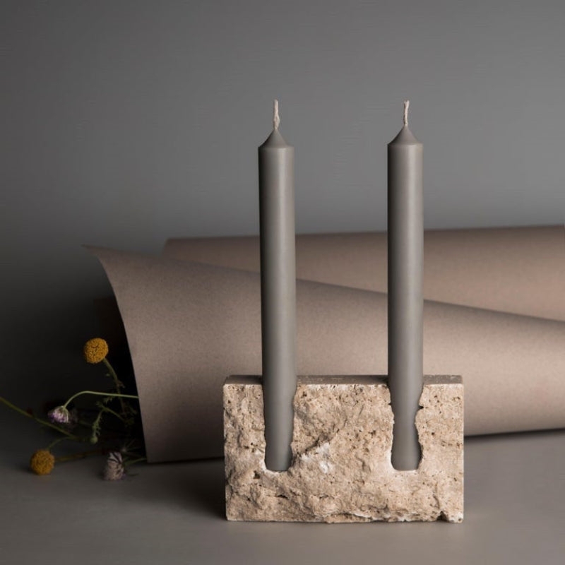 Candle Holder, Porous Stone Texture, Wabi Sabi Tabletop Styling