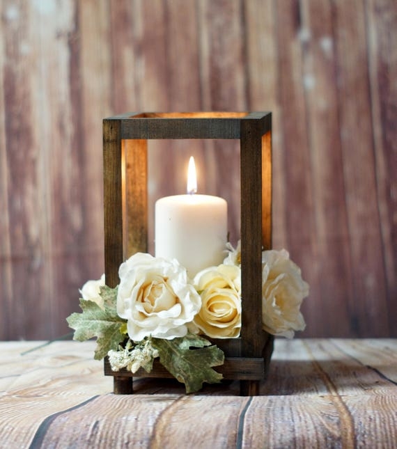 Candle Holder Reclaimed Wood Mason Jar Inserts Rustic Centerpiece
