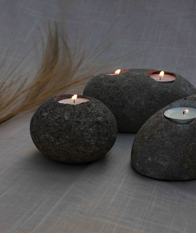 Candle Holder, River Stone Material, Natural Stone Tea Light Holder