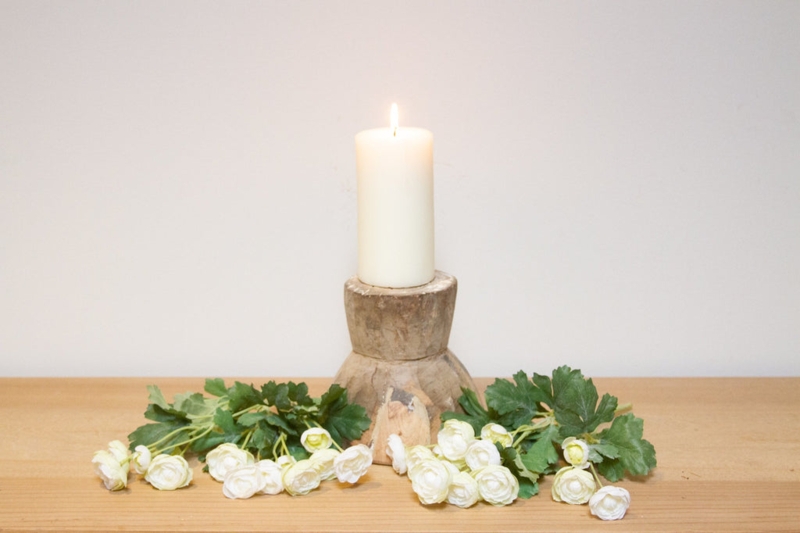 Candle Holder Rustic Farmhouse Turned Spindle Shape Matte Wood Grain
