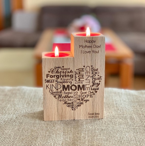 Candle Holder Rustic Personalized Tealight Decor with Heart Cutout