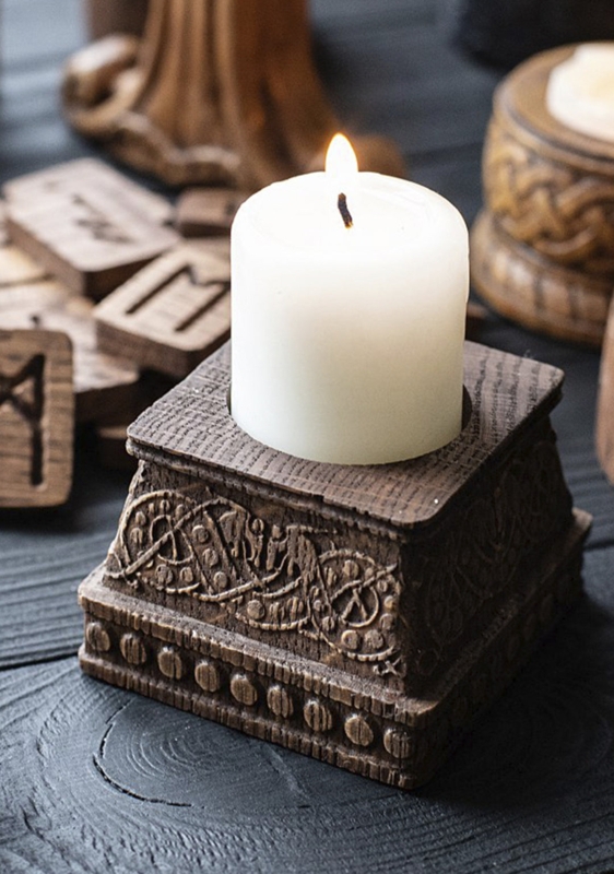 Candle Holder Set Blonde Wood Organic Pebble Tiered Minimalist