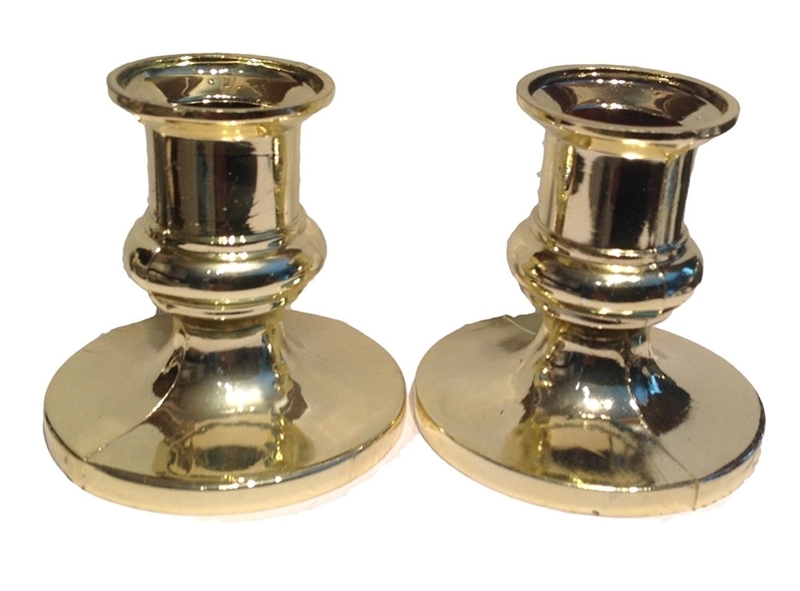 Candle Holder Set Gold Metallic Fluted Columns with Tiered Bases