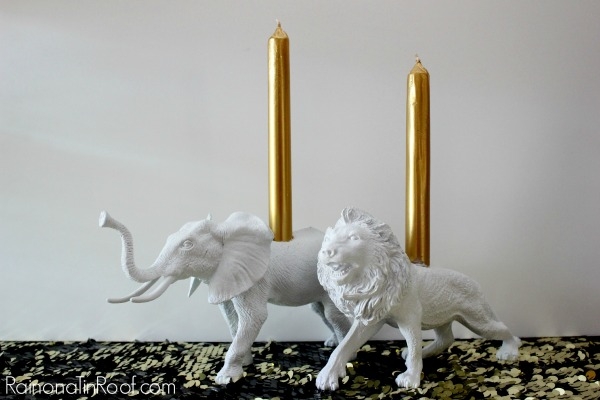 Candle Holder Set Gold Safari Animal Shapes Eclectic Maximalist