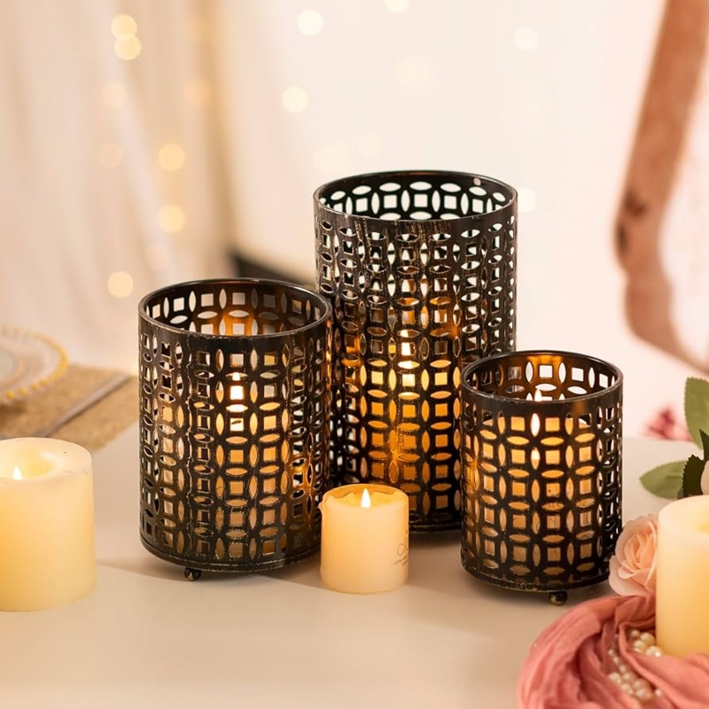 Candle Holder Set Graduated Matte Black modern farmhouse tabletop decor