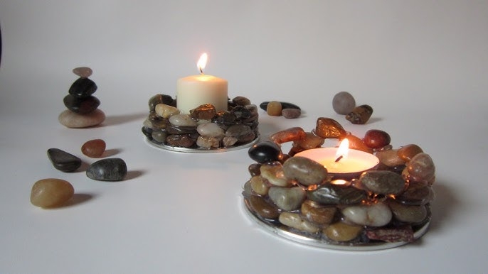 Candle Holder Set, Handcrafted Appearance, Earthy Stone Decor