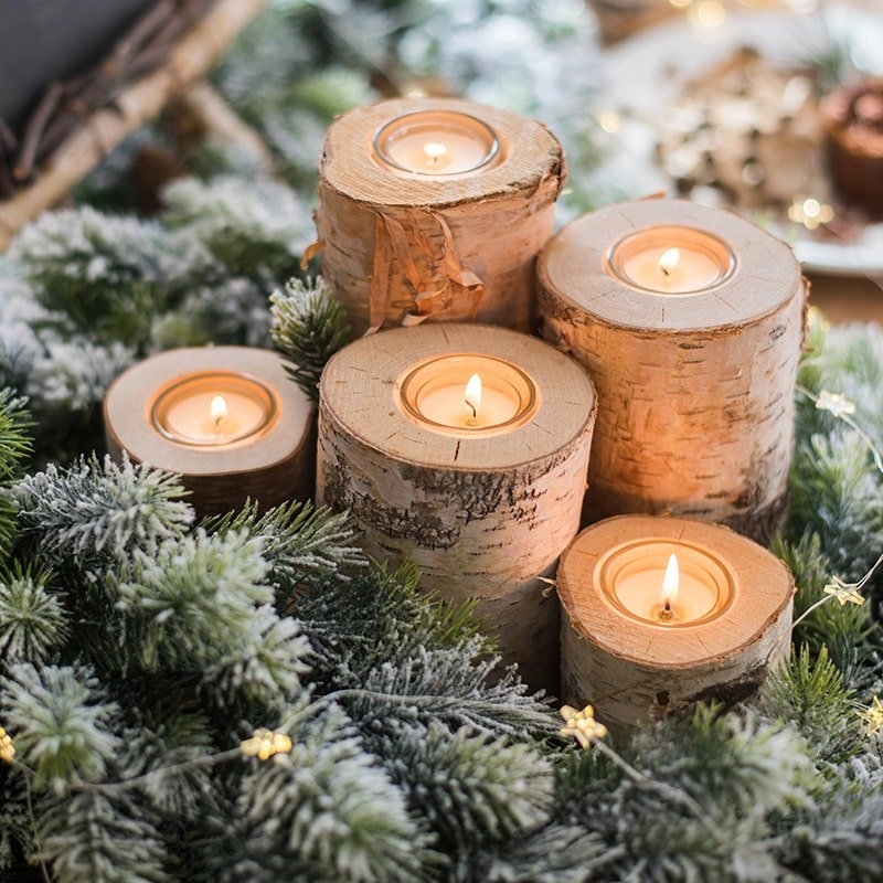 Candle Holder Set Natural Birch Bark Natural Bark Tea Light Set