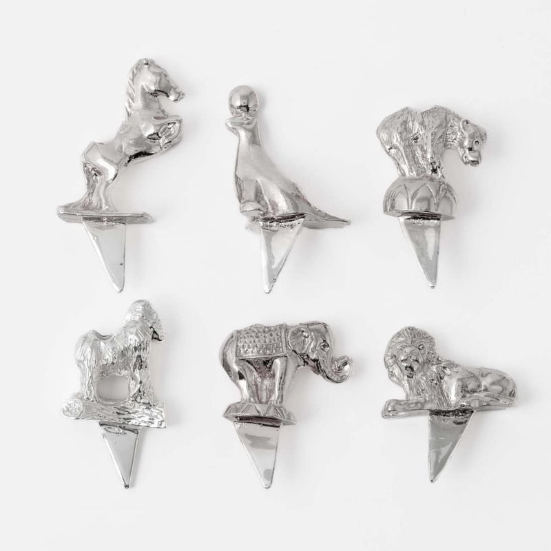 Candle Holder Set Polished Silver Circus Animal Theme Whimsical Decor