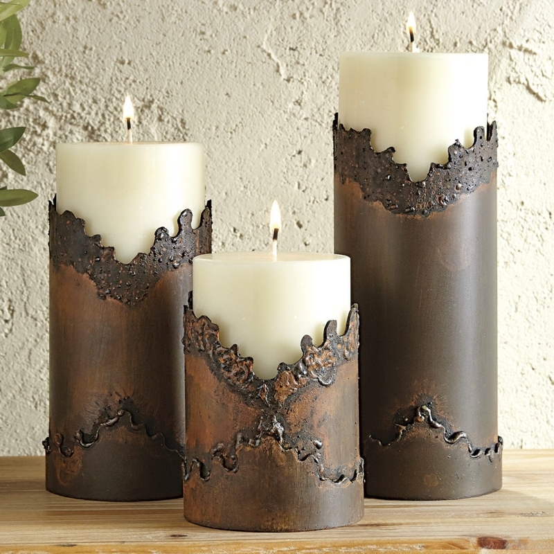 Candle Holder Set Southwestern Jagged Edge Rustic tribal home decor