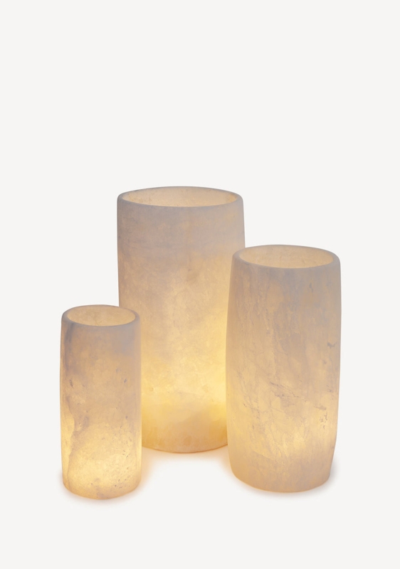 Candle Holder Set, Translucent Stone Candle Holder Set, Natural Veining