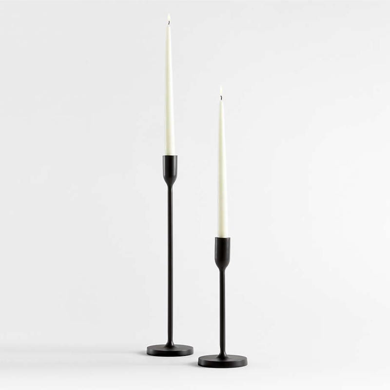 Candle Holder Set with Cast Metal Texture for Sculptural Centerpiece.