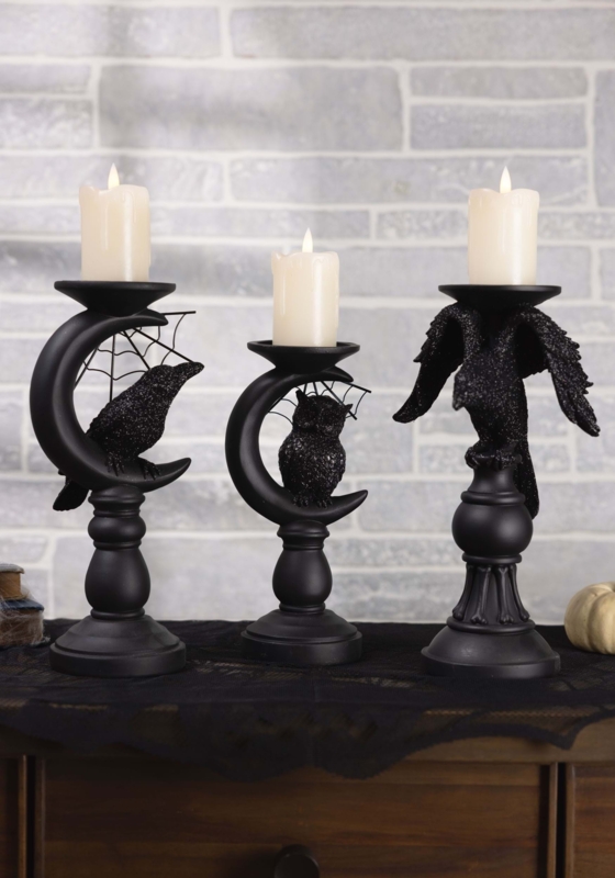 Candle Holder Set with Spindly Stems for Gothic Style Dining Centerpiece.