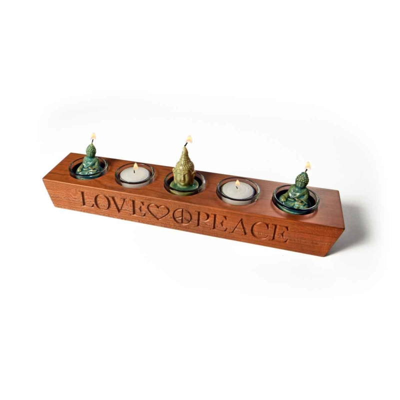 Candle Holder Set Wooden Block Tealight Candle Holders Varying Heights