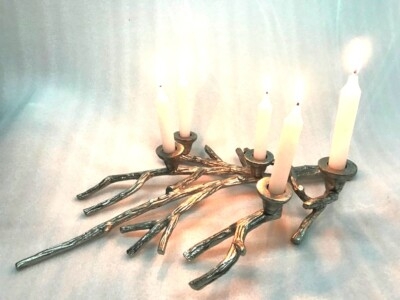 Candle Holder Silver Branch with Three Cup Design