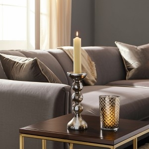 Candle Holder: Slender Pillar Silhouette with Polished Gold Finish