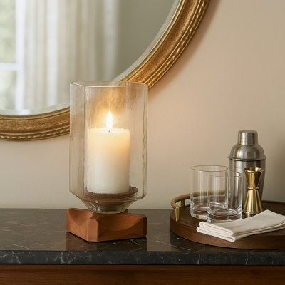 Candle Holder Square To Round Silhouette Modern Wood Candle Holder