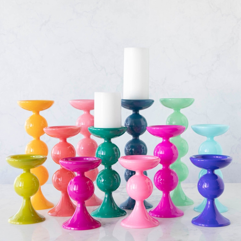 Candle Holder Stacked Bulbous Silhouette Matte Off-White Ceramic