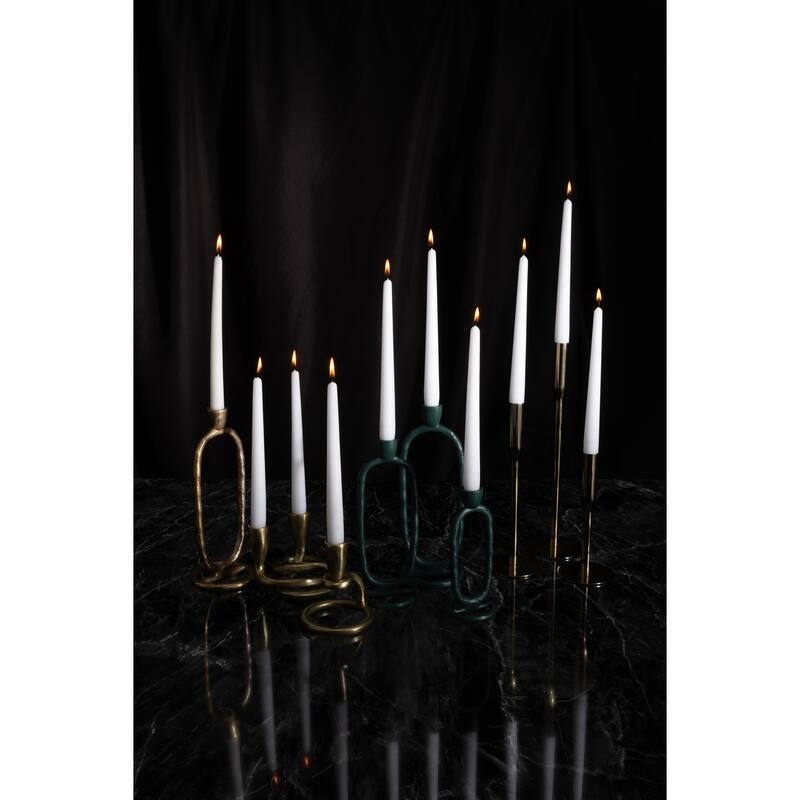 Candle Holder: Triple Taper Design on Abstract Geometric Base
