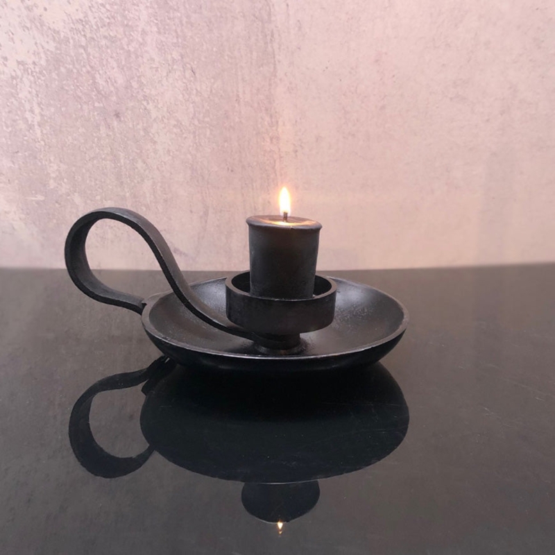 Candle Holder Tripod Base Hammered Metal wabi sabi candlelight styling