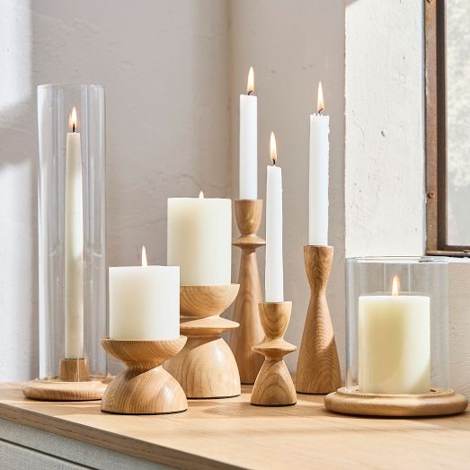 Candle Holder Turned Silhouette Pedestal Base Varying Heights Trio