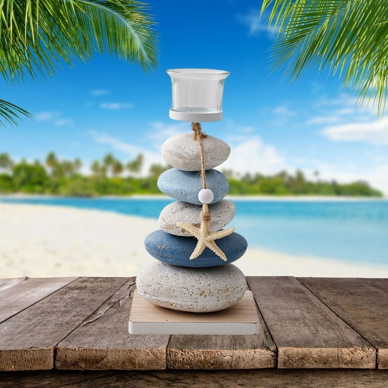 Candle Holder Votive Stone Like Texture Sea Star Relief Pitted