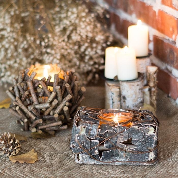 Candle Holder Wavy Silhouette Organic Shape Hand Carved Look Boho