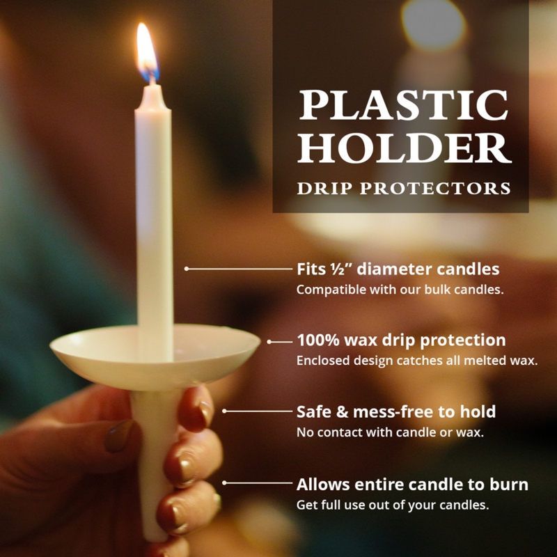 Candle Holder White Plastic Wax Drip Protectors for Ceremonial Service
