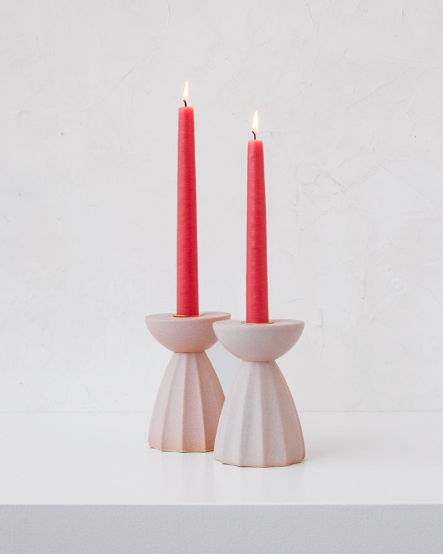 Candle Holder with Sculptural Curved Form and Three Taper Sockets