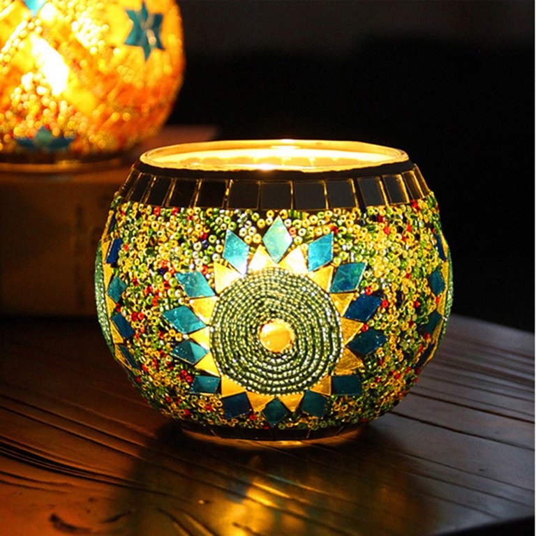 Candle Lantern Antique Bronze Spherical Intricate Floral Cutouts