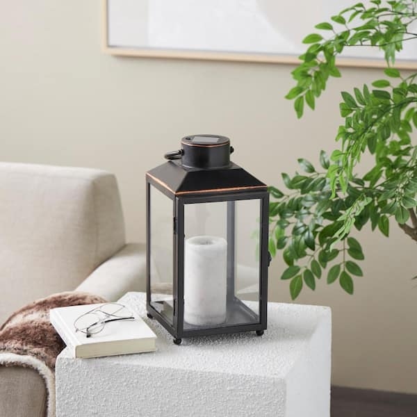 Candle Lantern Modern Black Metal Cylindrical Cage Decor