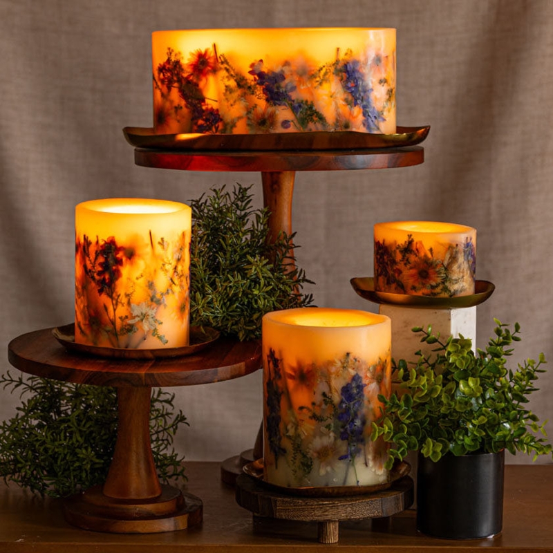 Candle Plate, Matte Metal Tray for Organic Botanical Pillars.