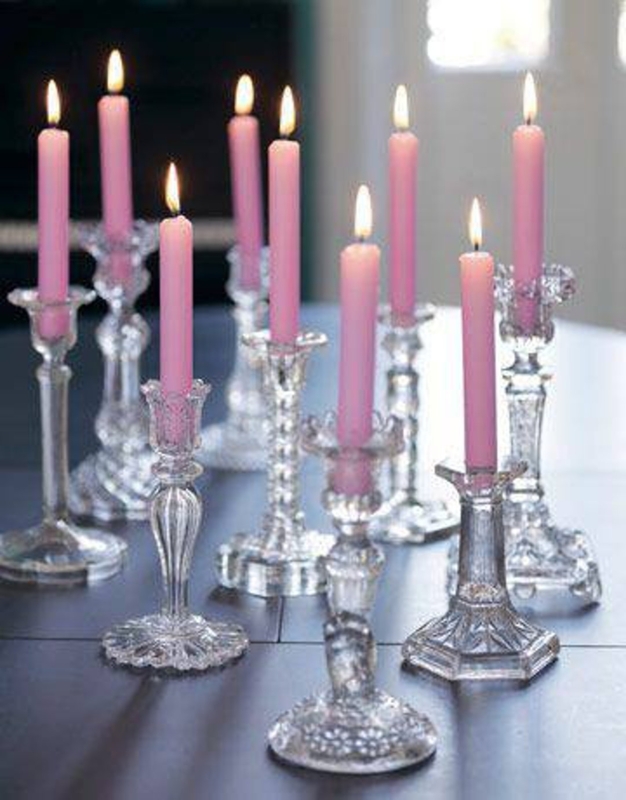 Candlestick Clear Faceted Glass Vintage Pedestal Base Varied Heights