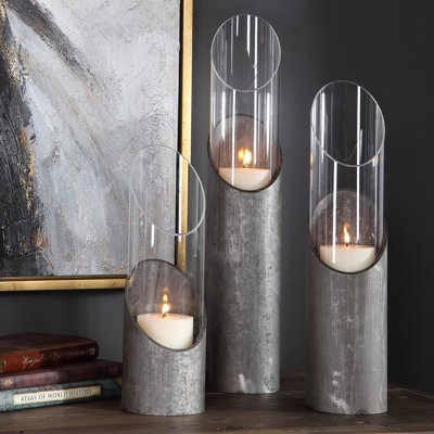 Candlestick Curved Metal Frame Matte Black Circular Base