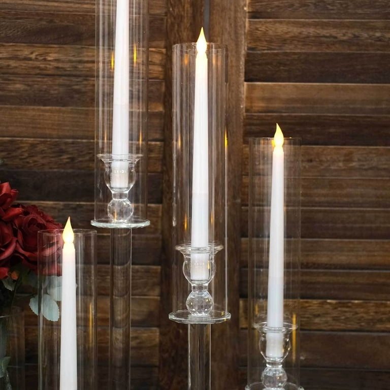 Candlestick Holder, Crystal Set, Glass Hurricane Tubes