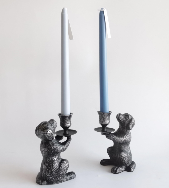 Candlestick Holder Matte Black Iron Dachshund Silhouette Eclectic Decor