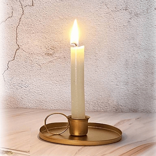 Candlestick Holder Mixed Material Warm Wood Brass Varied Heights