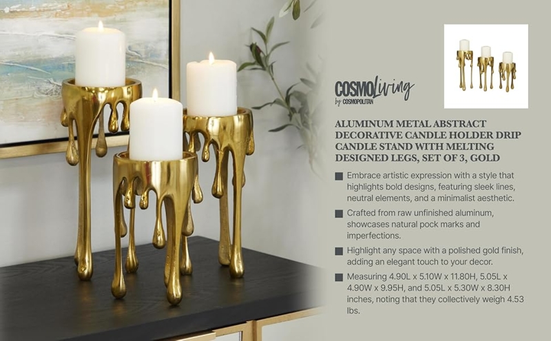 Candlestick Holder Set: Aluminum Sculptural Melting Drip Design
