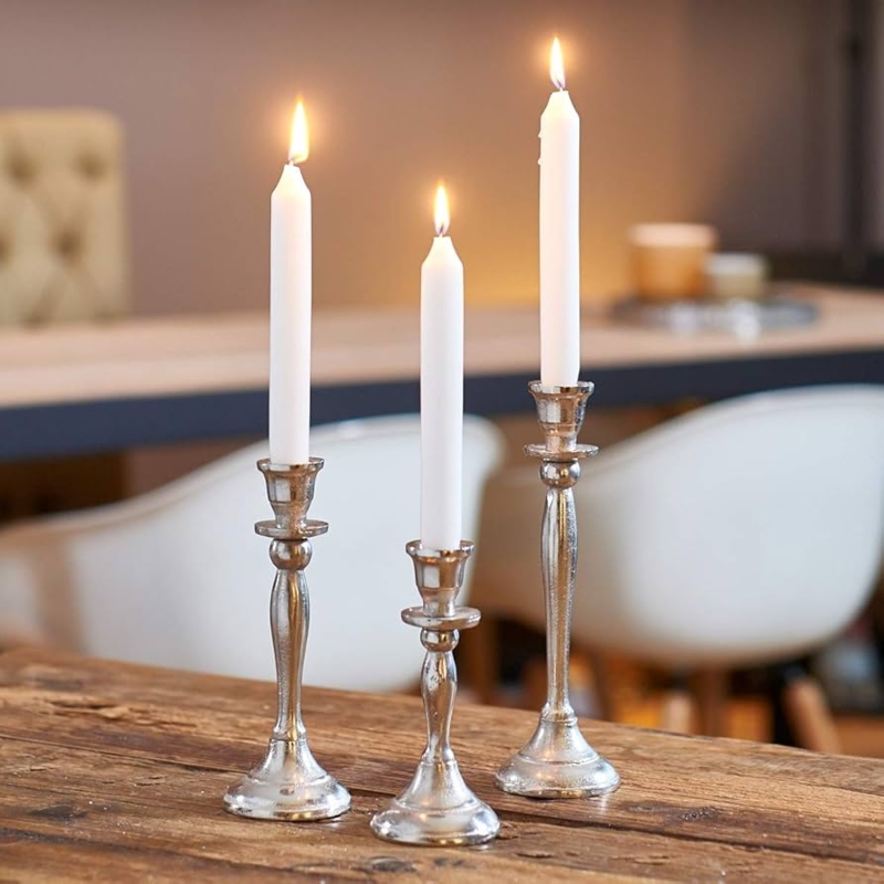 Candlestick Holder Set Cast Aluminum Graduated Heights Industrial Style