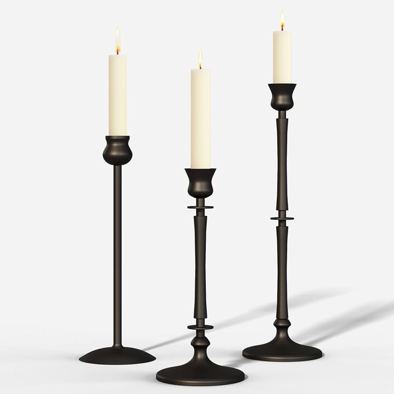 Candlestick Holder Set of 3, Slender Silhouette for Minimalist Dining.