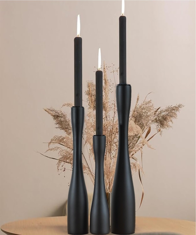 Candlestick Holder Set with Graduated Heights, Farmhouse Decor.