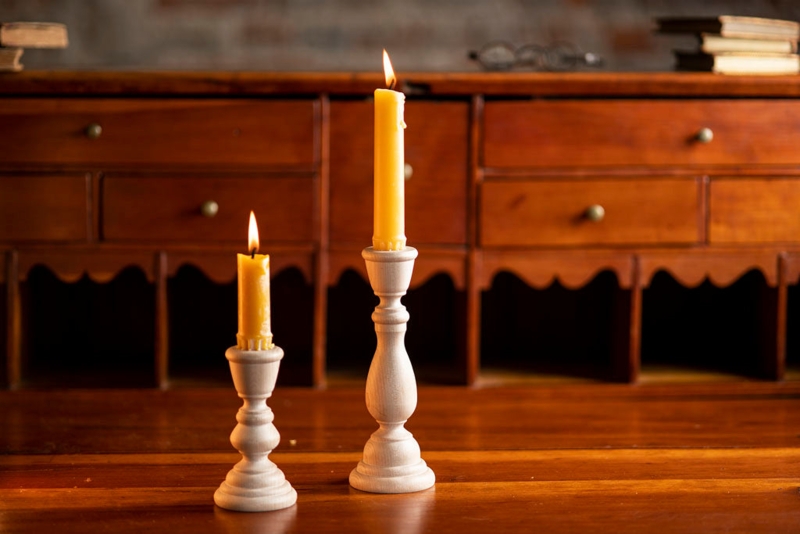 Candlestick Turned Wood Unfinished Look Natural Wood Candlestick Holder