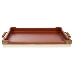 Canvas Base Tray Leather Trim Rectangular