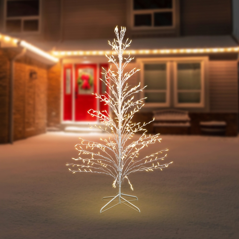 Cascading Twig Outdoor Christmas Tree 6' Clear Lights Decor