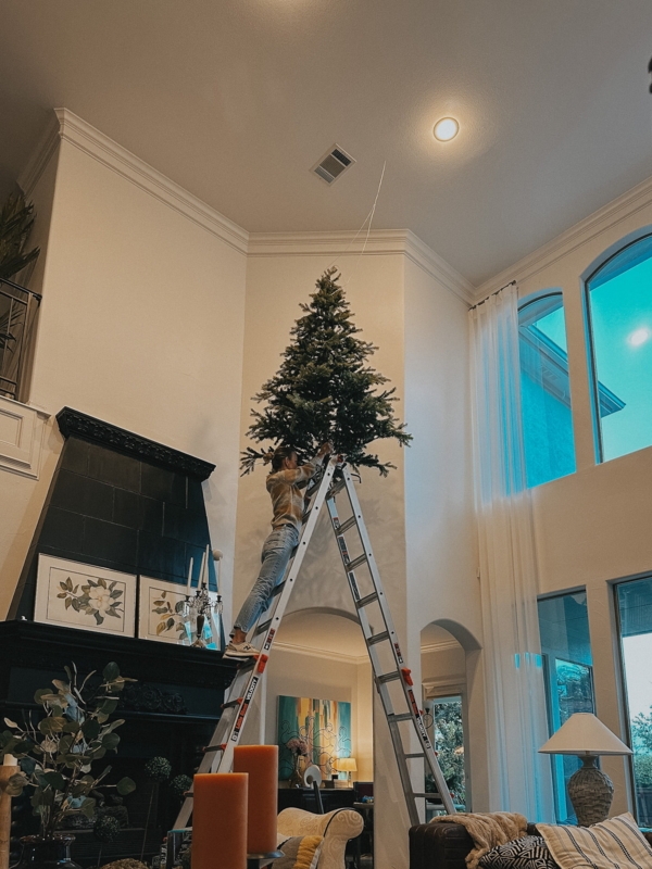 Ceiling Suspended Christmas Tree Modern Farmhouse Leaning Mirror